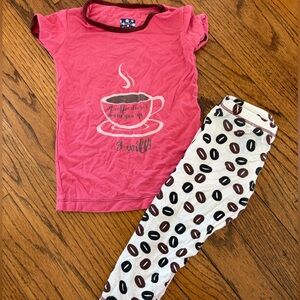 18-24 months Kickee pants bamboo pajamas pink coffee bean print